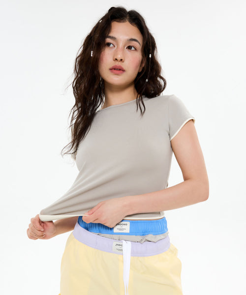 ALL DAY SLIM FIT LAYERED TOP - 9 COLORS LIGHT GREY