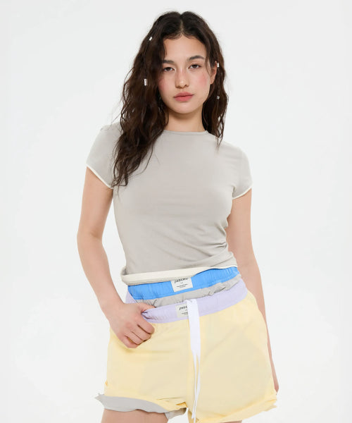 ALL DAY SLIM FIT LAYERED TOP - 9 COLORS LIGHT GREY