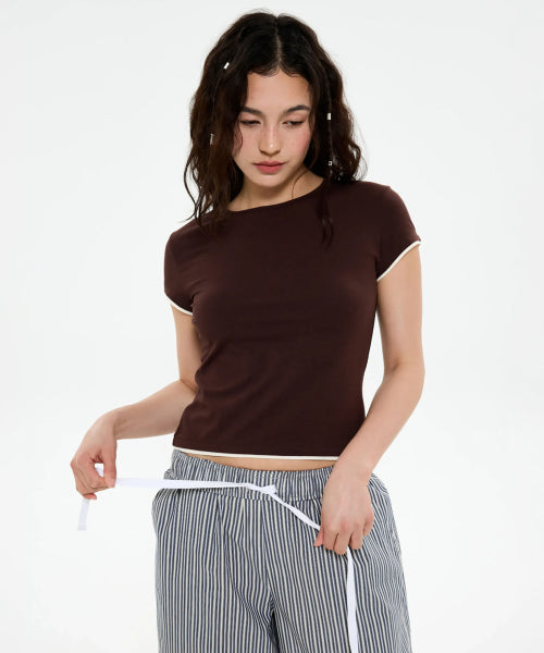 ALL DAY SLIM FIT LAYERED TOP - 9 COLORS BROWN