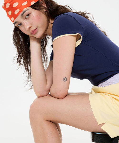 ALL DAY SLIM FIT LAYERED TOP - 9 COLORS NAVY