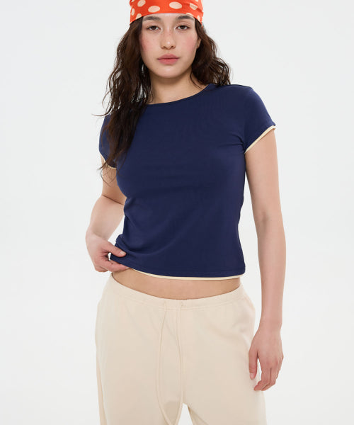 ALL DAY SLIM FIT LAYERED TOP - 9 COLORS NAVY