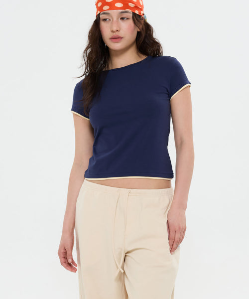 ALL DAY SLIM FIT LAYERED TOP - 9 COLORS NAVY