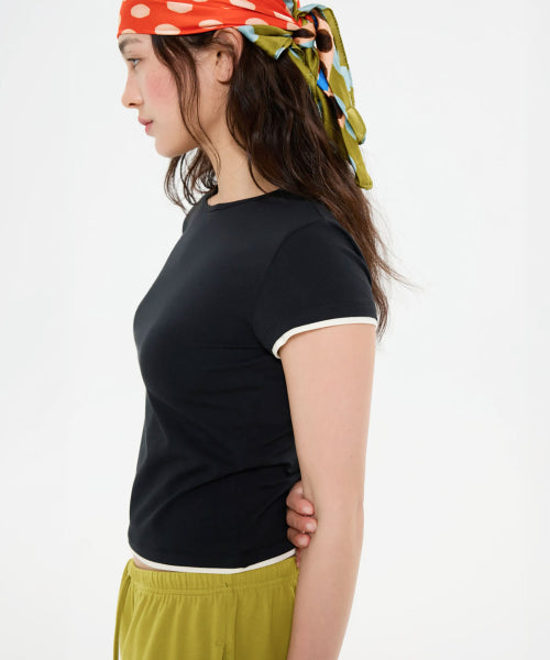 ALL DAY SLIM FIT LAYERED TOP - 9 COLORS BLACK