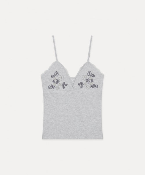 SUBDUED BEADS V-NECK TOP - 2 COLORS GREY
