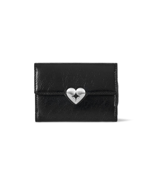 HEARTY ZIP FLAP WALLET BLACK