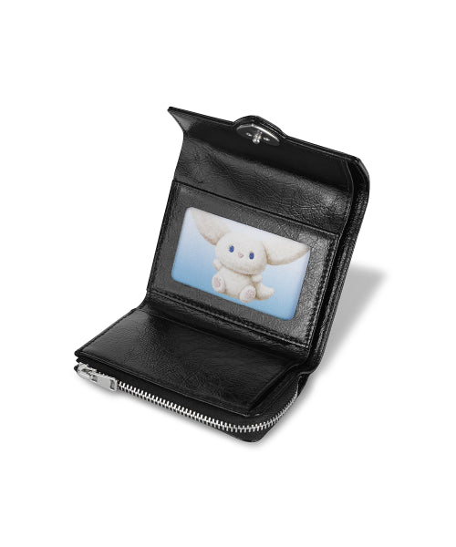 HEARTY ZIP FLAP WALLET BLACK