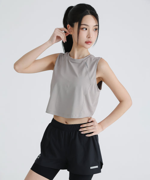 GHOST WET RUNNING CROP TOP - 3 COLORS BROWN