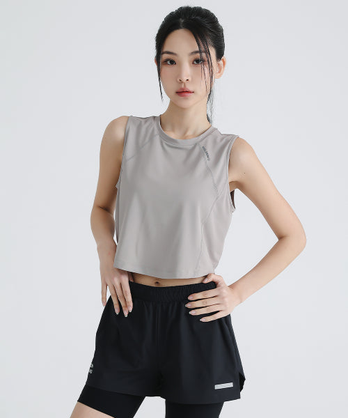 GHOST WET RUNNING CROP TOP - 3 COLORS BROWN