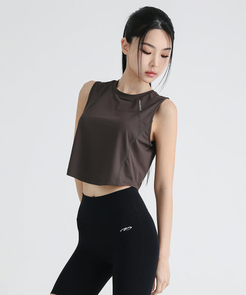 GHOST WET RUNNING CROP TOP - 3 COLORS BROWN