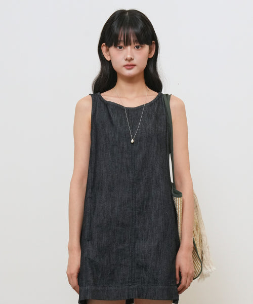 GENERAL IDEA MINIMAL TWILL DRESS - 2 COLORS NAVY