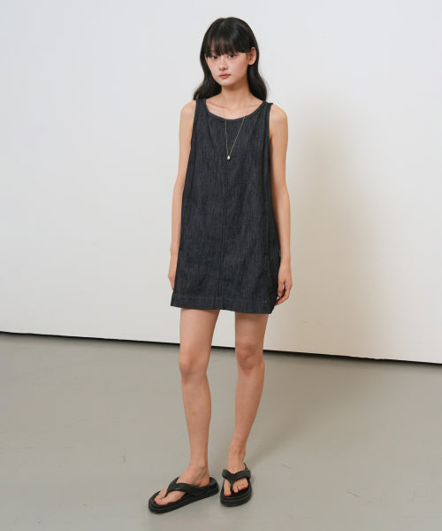 GENERAL IDEA MINIMAL TWILL DRESS - 2 COLORS NAVY