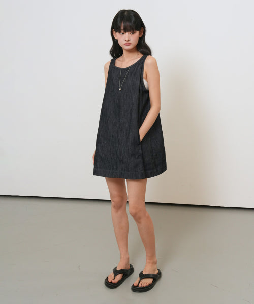 GENERAL IDEA MINIMAL TWILL DRESS - 2 COLORS NAVY