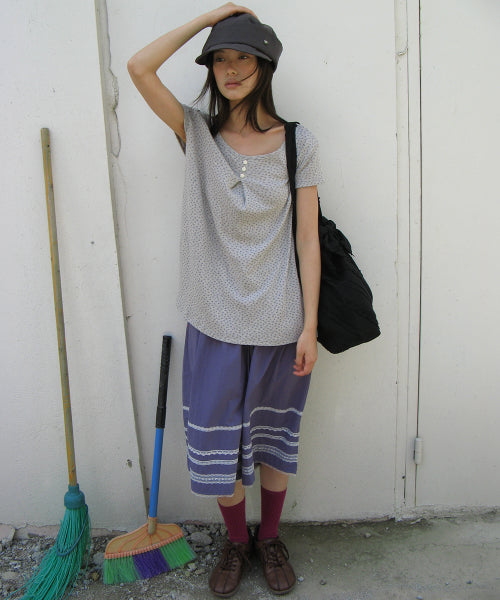 LACE TRIM NYLON BERMUDA SHORTS - 3 COLORS PURPLE
