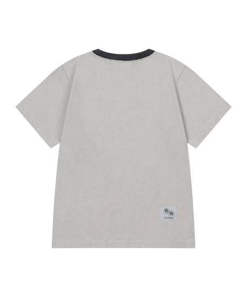 LETTERING CONTRAST SHORT SLEEVE TEE GREY