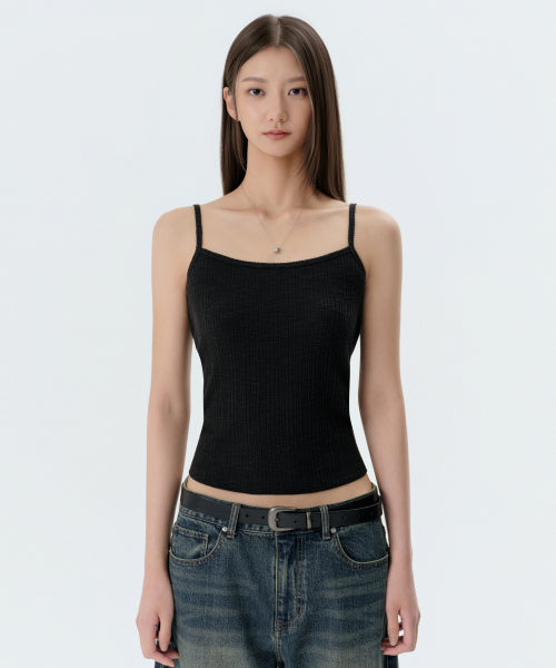 WOMENS SLUB RIBBED TOP CARDIGAN SET #韓韶禧同款! - 4 COLORS BLACK