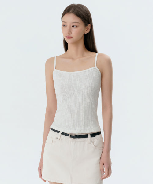 WOMENS SLUB RIBBED TOP CARDIGAN SET #韓韶禧同款! - 4 COLORS IVORY