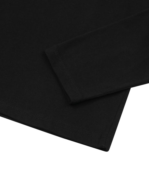 LORA SMALL LOGO ROUND NECK CONTRAST LONG SLEEVE TEE - 3 COLORS BLACK