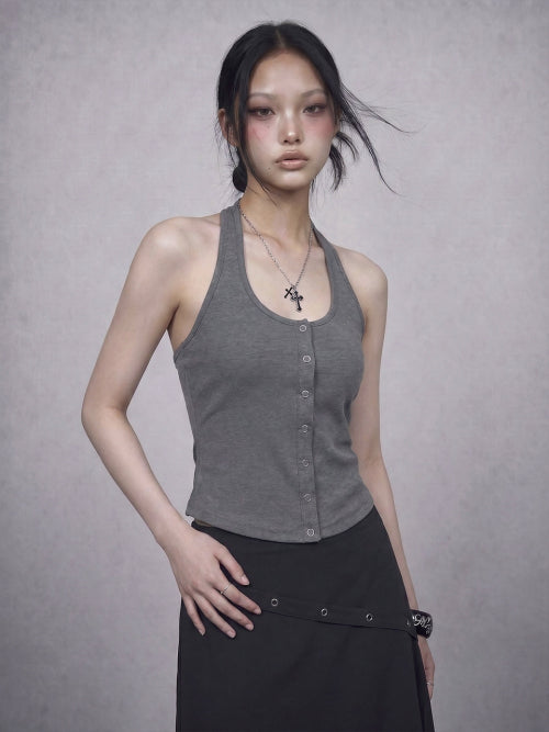 GLAM HALTER NECK SLIM TOP - 2 COLORS
