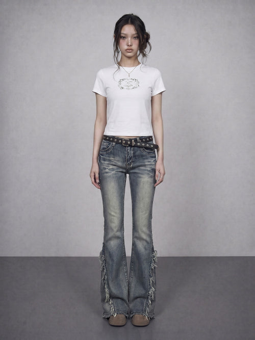 GLAM PRINTED SLIM TEE WHITE