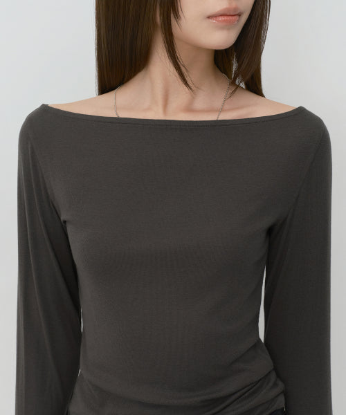 WOMENS WOOL TENCEL OFF SHOULDER LONG SLEEVE TEE #韓韶禧同款! - 4 COLORS AS SHOWN