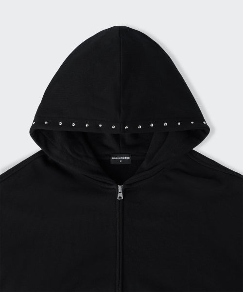 WOMENS STUD HOODED SWEAT ZIP-UP #韓韶禧同款! BLACK