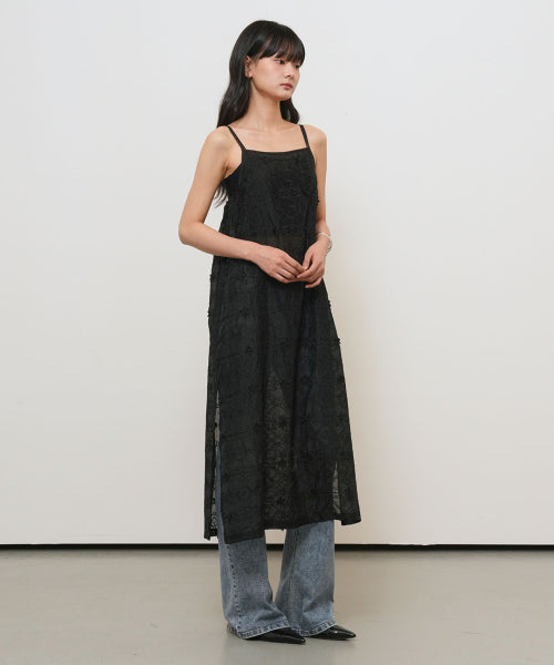 GENERAL IDEA VOILE LACE LAYERED DRESS - 2 COLORS BLACK