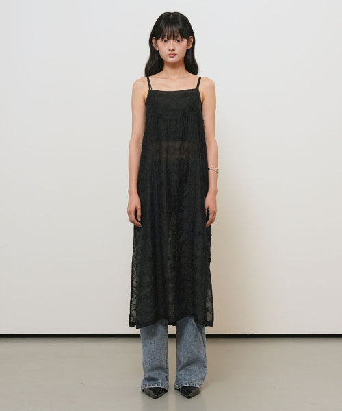 GENERAL IDEA VOILE LACE LAYERED DRESS - 2 COLORS BLACK