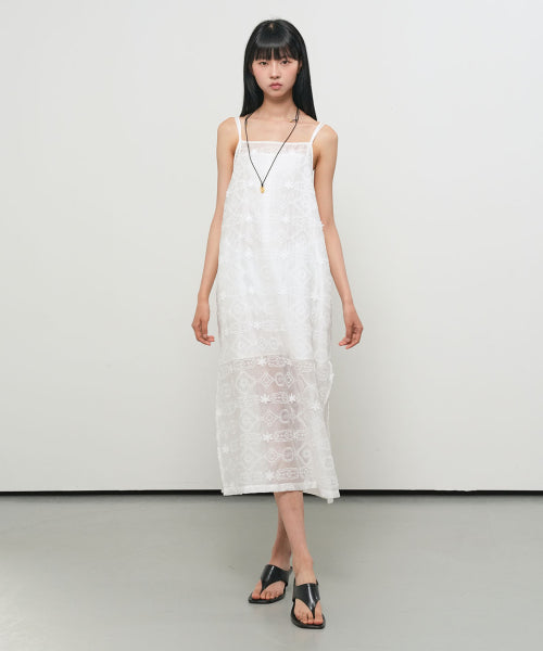 GENERAL IDEA VOILE LACE LAYERED DRESS - 2 COLORS WHITE