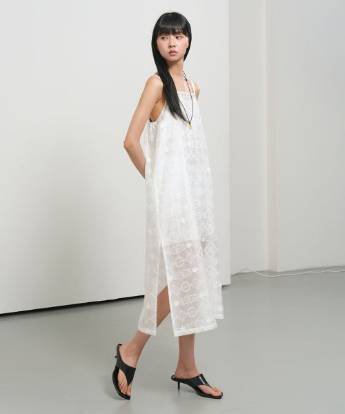 GENERAL IDEA VOILE LACE LAYERED DRESS - 2 COLORS WHITE