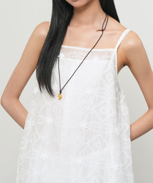 GENERAL IDEA VOILE LACE LAYERED DRESS - 2 COLORS WHITE