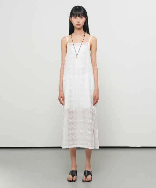 GENERAL IDEA VOILE LACE LAYERED DRESS - 2 COLORS WHITE