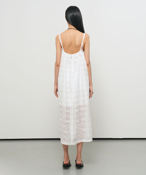 GENERAL IDEA VOILE LACE LAYERED DRESS - 2 COLORS WHITE