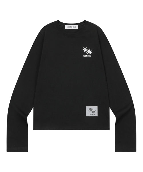 LONECK BACK LETTERING LONG SLEEVE TEE - 3 COLORS BLACK
