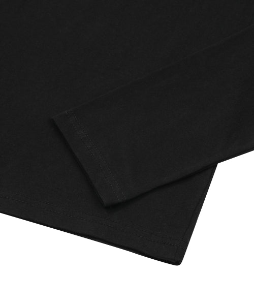 LONECK BACK LETTERING LONG SLEEVE TEE - 3 COLORS BLACK