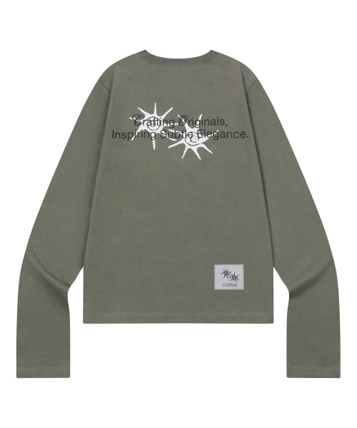 LONECK BACK LETTERING LONG SLEEVE TEE - 3 COLORS BLACK