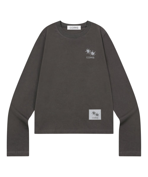 LONECK BACK LETTERING LONG SLEEVE TEE - 3 COLORS BLACK