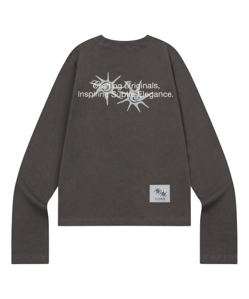 LONECK BACK LETTERING LONG SLEEVE TEE - 3 COLORS BLACK