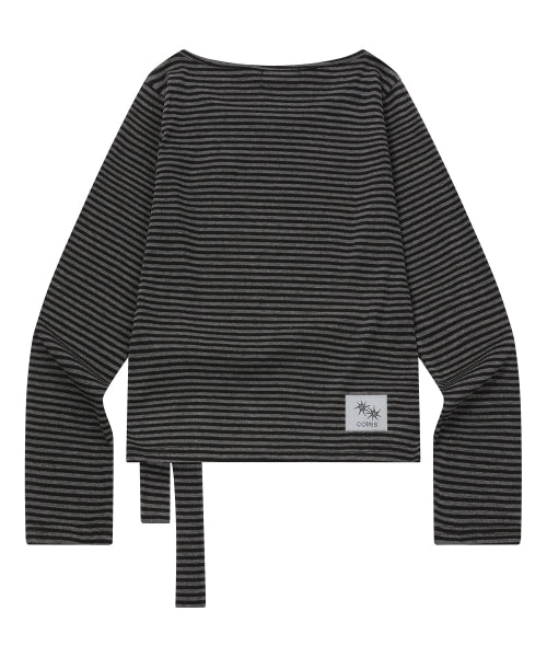 STRAP STRIPE LONG SLEEVE TEE - 2 COLORS BLACK