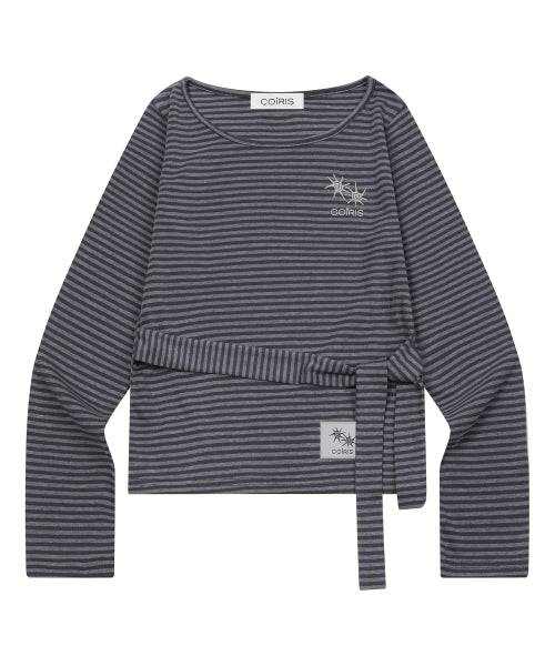 STRAP STRIPE LONG SLEEVE TEE - 2 COLORS BLACK