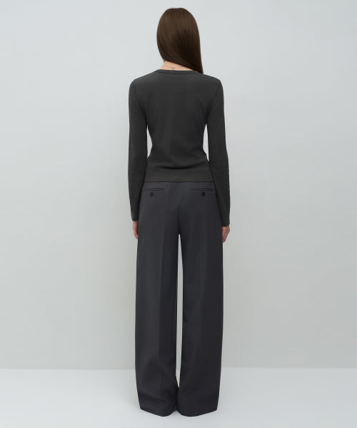 WOMENS WIDE HIDDEN BANDING SLACKS #韓韶禧同款! - 4 COLORS GREY