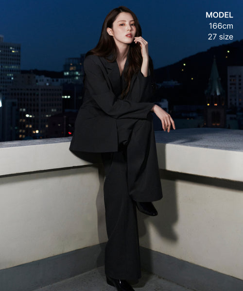 WOMENS WIDE HIDDEN BANDING SLACKS #韓韶禧同款! - 4 COLORS GREY