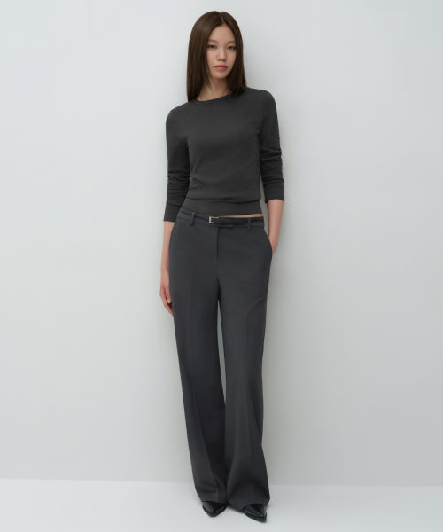 WOMENS WIDE HIDDEN BANDING SLACKS #韓韶禧同款! - 4 COLORS GREY