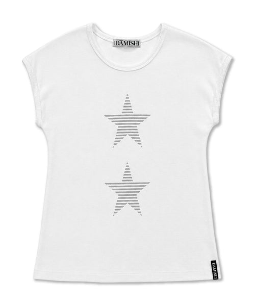 STRIPE STAR SLEEVE T-SHIRT - 3 COLORS WHITE