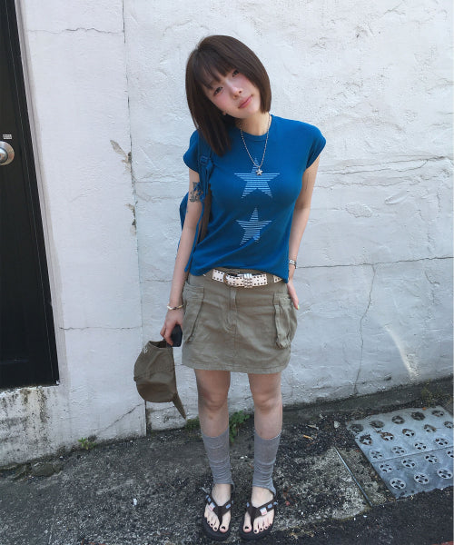 STRIPE STAR SLEEVE T-SHIRT - 3 COLORS BLUE