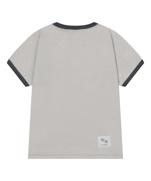 MORENT BUTTON RINGER SHORT SLEEVE TEE - 2 COLORS GREY
