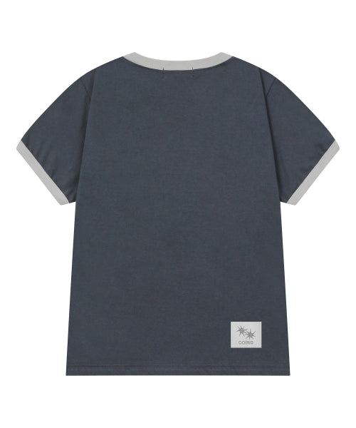 MORENT BUTTON RINGER SHORT SLEEVE TEE - 2 COLORS GREY