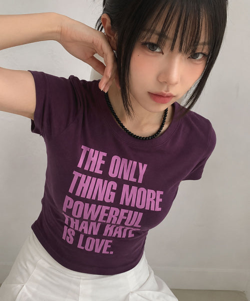 SILKET COTTON LETTERING SLIM TEE - 5 COLORS PURPLE