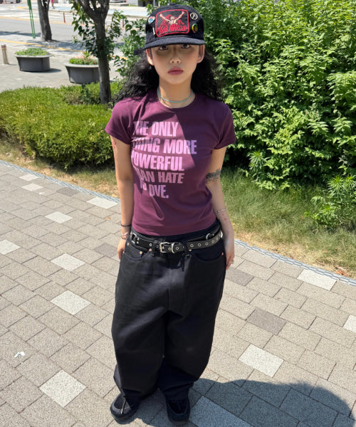 SILKET COTTON LETTERING SLIM TEE - 5 COLORS PURPLE