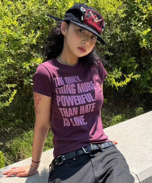 SILKET COTTON LETTERING SLIM TEE - 5 COLORS PURPLE