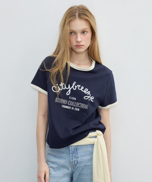 VINTAGE CURSIVE LOGO RINGER SHORT SLEEVE TEE - 3 COLORS